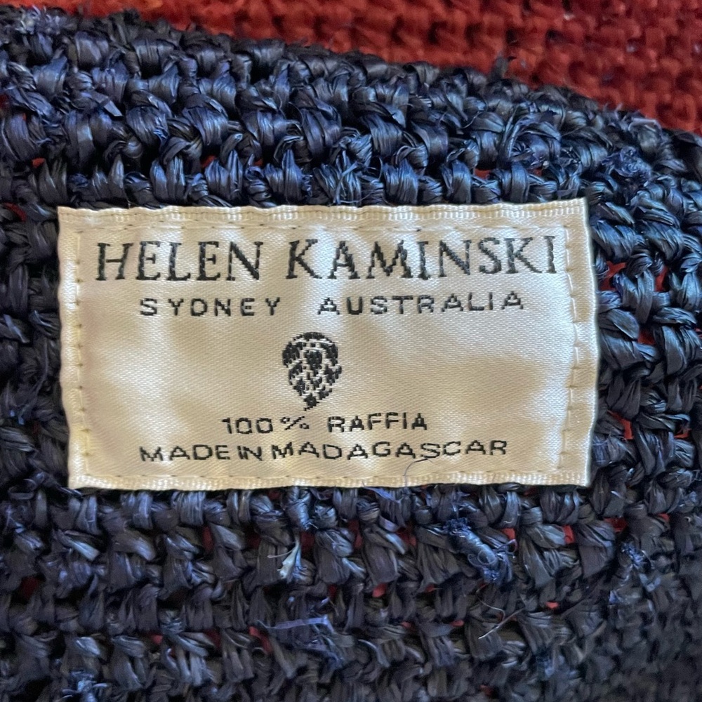 Helen Kaminski Raffia Bucket Beach Resort Red and Blue Bag - Picture 4 of 7